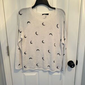 Nic+Zoe Women's White Over The Moon Crewneck Pullover Sweater Size PM